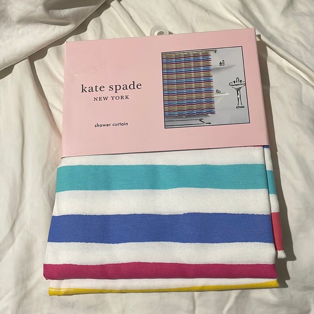 Kate Spade 72”x72” shower curtain painted stripe cotton polyester blend NWT
